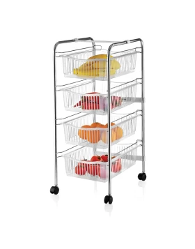 Perilla metallic 4-Tier trolley in silver color 43x33x80cm.