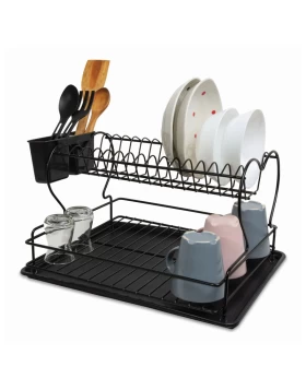 Perilla metalic dish rack in black color 45x34x25cm.