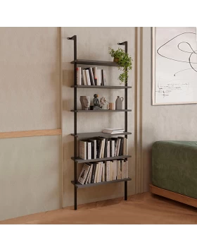 Madison Megapap metal - melamine wall bookcase in black - anthracite color 60x20x183cm.