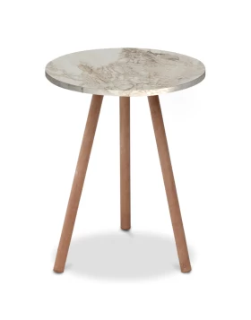 Roma Megapap melamine side table in beige marble effect color 33,5x33,5x46cm.