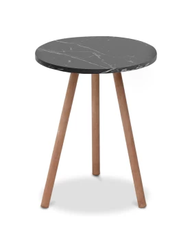 Roma Megapap melamine side table in black marble effect color 33,5x33,5x46cm.