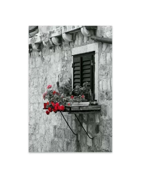 Window with Flowers Megapap painting on canvas digital printing 50x75x3cm.