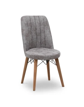 Alegra Megapap dining chair fabric color grey - walnut legs 46x44x91cm.