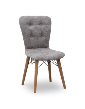 Palmira Megapap dining chair fabric color grey - walnut legs 47x44x88cm.