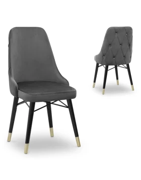 Venus Megapap dining chair velvet color grey - black/gold legs 53x48x95cm.