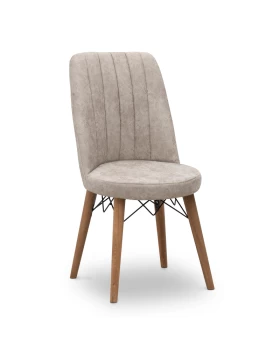 Alegra Megapap dining chair fabric color beige - walnut legs 46x44x91cm.