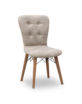 Palmira Megapap dining chair fabric color beige - walnut legs 47x44x88cm.