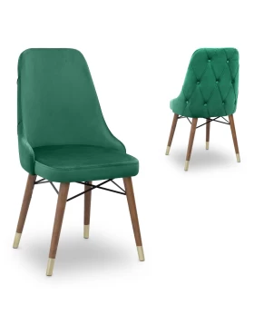 Venus Megapap dining chair velvet color dark green - walnut/gold legs 53x48x95cm.