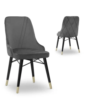 Floria Megapap dining chair velvet color grey - black/gold legs 54x48x91cm.