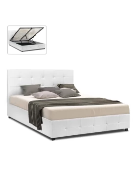 Iro Megapap PU leather bed with storage space in white color 160x200cm.