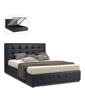 Iro Megapap PU leather bed with storage space in black color 160x200cm.