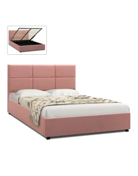 Kingston Megapap velvet bed with storage space in melon pink color 160x200cm.