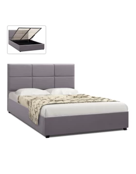 Kingston Megapap velvet bed with storage space in grey color 160x200cm.