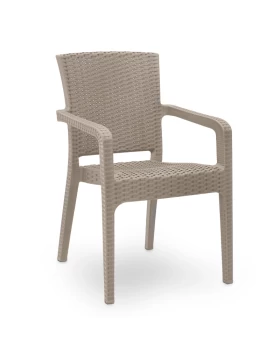 Clio Megapap recycled polypropylene armchair in cappuccino color 57x55x86cm.