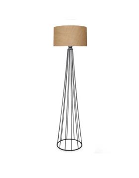 Clarke Megapap metallic/fabric floor lamp in black/natural color 38x38x155cm.