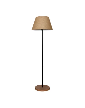 Percy Megapap E27 metallic/fabric floor lamp in black/brown color Φ36x145cm.