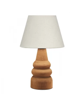 Lary Megapap E27 fabric/wood table light in cream/brown color Φ24x36cm.