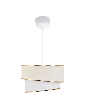 Fanny Megapap E27 fabric ceiling lamp in white - gold color Φ30x70cm