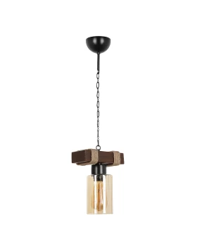 Meryl Megapap Ε27 wooden ceiling light in walnut color 20x18x70cm.