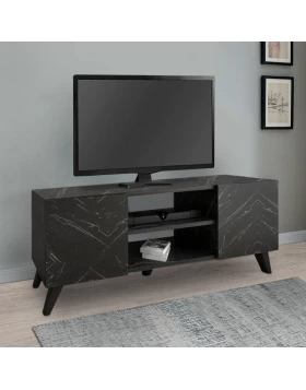 Evelyn Megapap melamine TV stand in black marble effect color 140x35x46cm.