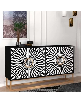 Gradel Megapap  melamine buffet in black - white color 150x35x83,6cm.