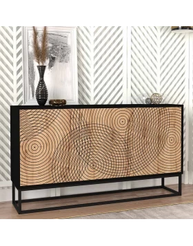 Themis Megapap melamine buffet in black - sapphire oak color 150x35x83,6cm.