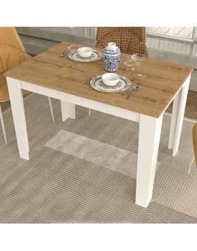 Darlen Megapap melamine dinner table in white - sapphire oak color 110x72x74cm.