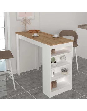 Monaco Megapap melamine bar table color white - sapphire oak 120x51.6x101.8cm.