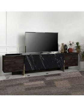 Veyron Megapap  melamine TV stand in black rebab - black marble effect color 180x32,3x45cm.