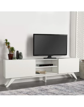 Jarvis Megapap melamine tv stand in white color 180x31,3x58cm.