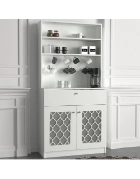 Axel Megapap kitchen melamine furniture in white color 90x37x183,6cm.