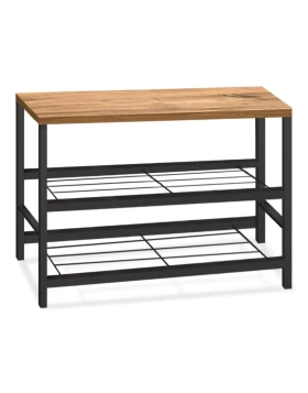 Dalia Megapap metallic - melamine shoe rack of 6 pairs in black - pine oak color 65x30x45cm.