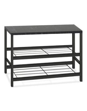 Dalia Megapap metallic - melamine shoe rack of 6 pairs in black marble effect color 65x30x45cm.