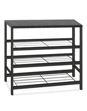 Dalia Megapap metallic - melamine shoe rack of 9 pairs in black marble effect color 65x30x67cm.