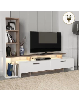 Simal Megapap  melamine TV unit with LED in white - cordoba color 168,2x31,3x120cm.