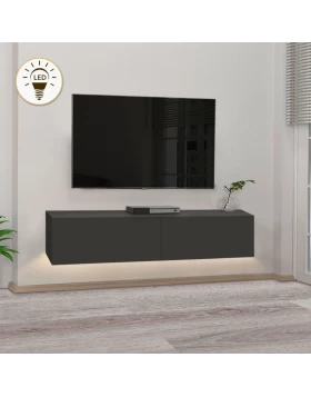 Aristo Megapap melamine wall TV cabinet with LED lighting in anthracite color 135x31.6x25cm.