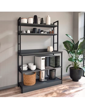 Foyer Megapap metallic floor shelf unit in black - anthracite color 101x36x160,7cm.