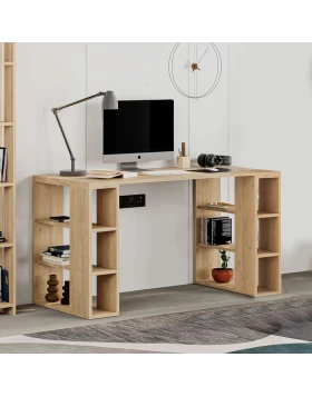 Γραφείο εργασίας Colmar Megapap από μελαμίνη χρώμα sapphire oak 140x60x75εκ