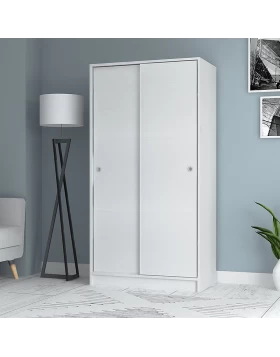 Misra Megapap two-doors sliding melamine wardrobe white color 94x52x182cm.