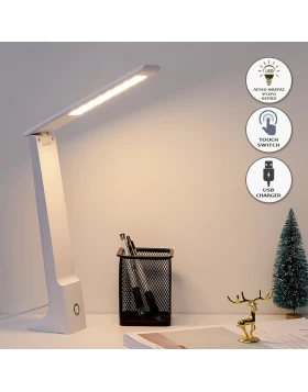 Desk lamp LED  rechargeable foldable  color white 7x5x28cm.