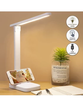 Desk lamp LED touch rechargeable foldable with shade change color white 17x12x32cm.