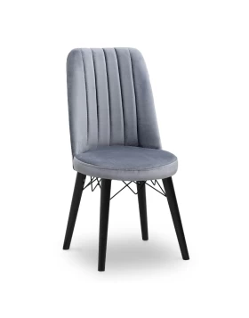 Alegra Megapap dining chair velvet color grey - black legs 46x44x91cm.