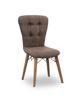 Palmira Megapap dining chair fabric color brown - walnut legs 47x44x88cm.