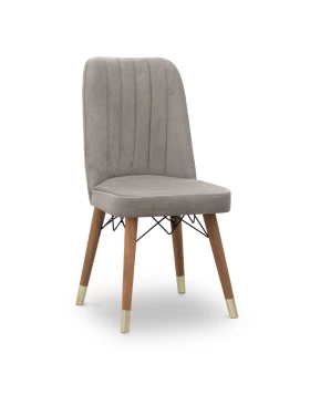 Carla Megapap dining chair velvet color beige - walnut/gold legs 45x46x90cm.