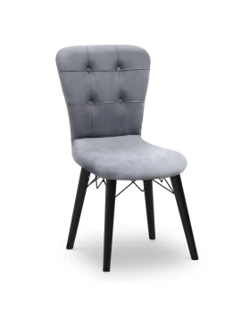 Palmira Megapap dining chair velvet color grey - black legs 47x44x88cm.