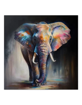 Colorful Elephant Megapap painting on canvas digital printing 100x100x3cm.