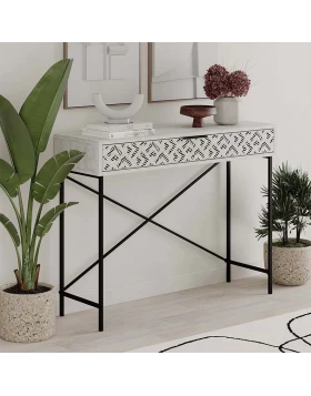 Heaton Megapap metal-melamine console in ancient white color 110x35,6x90cm.