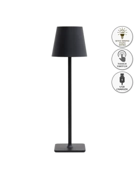 Melvin Megapap LED touch table lamp rechargeable metal color black 9.5x9.5x38cm.