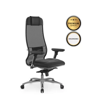 Samurai L1-2D Megapap ergonomic office chair with TS Mesh fabric and PU Leather color black 69x70x122/130cm.