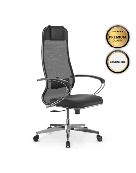 Office chair Sit-1031672 Megapap ergonomic with double Mesh fabric and synthetic leather color black 66x70x118/131cm.